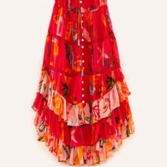 🍓 FARM Rio Red Mixed Fruits Ocean Tiered Midi/Maxi Dress – NWT 🍓 - Picture 4 of 10